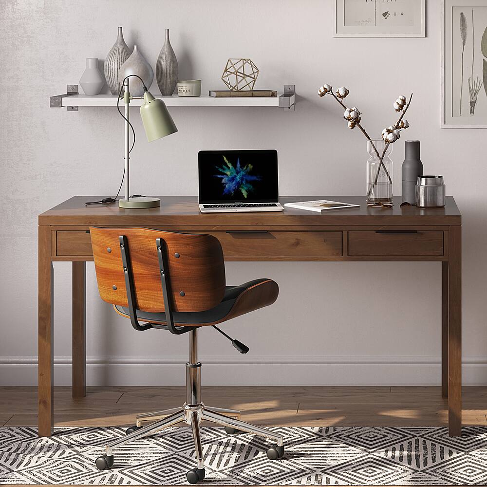 Alt View 12. Simpli Home - Hollander SOLID WOOD Contemporary 60 inch Wide Desk in Medium Saddle Brown - Medium Saddle Brown.