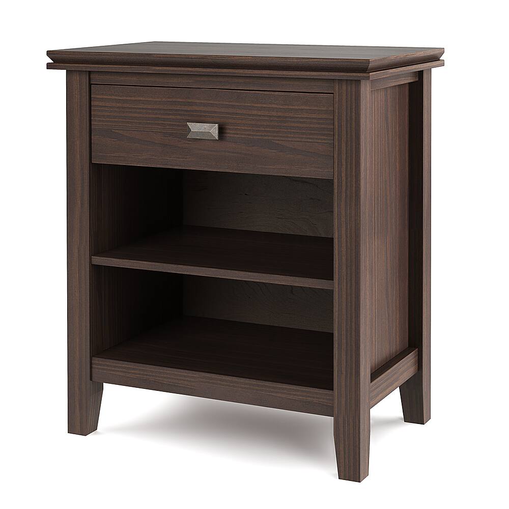 Angle. Simpli Home - Night Stand, Bedside table - Warm Walnut Brown.
