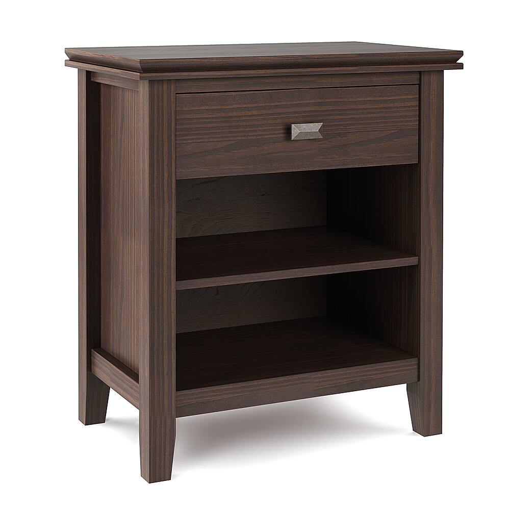 Front. Simpli Home - Night Stand, Bedside table - Warm Walnut Brown.