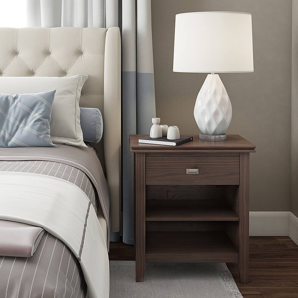 Alt View 11. Simpli Home - Night Stand, Bedside table - Warm Walnut Brown.