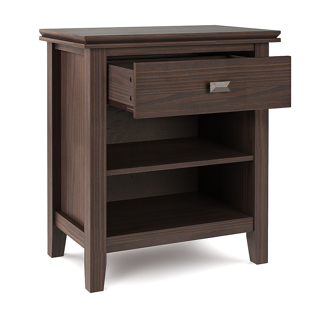 Left. Simpli Home - Night Stand, Bedside table - Warm Walnut Brown.