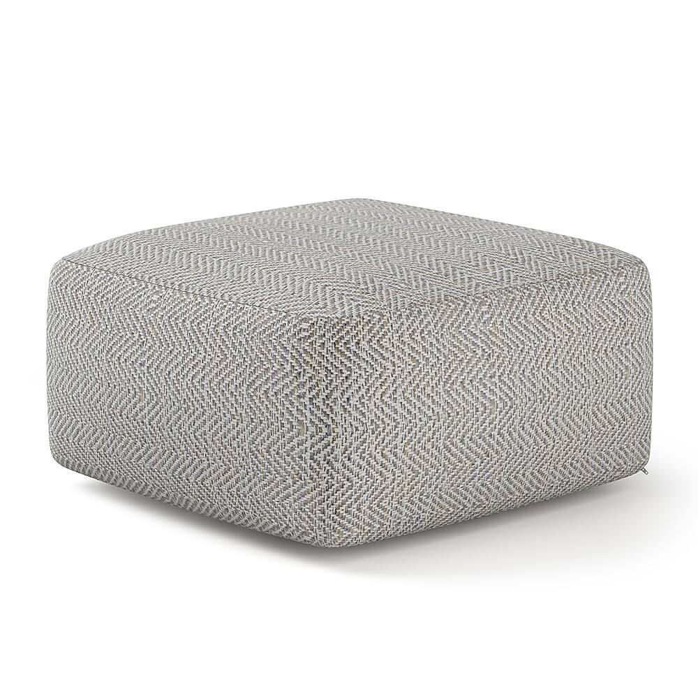 Angle. Simpli Home - Nate Square Pouf - Patterned Grey Melange.
