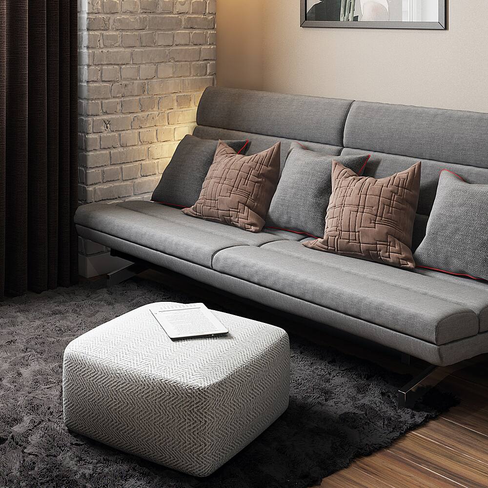 Alt View 11. Simpli Home - Nate Square Pouf - Patterned Grey Melange.