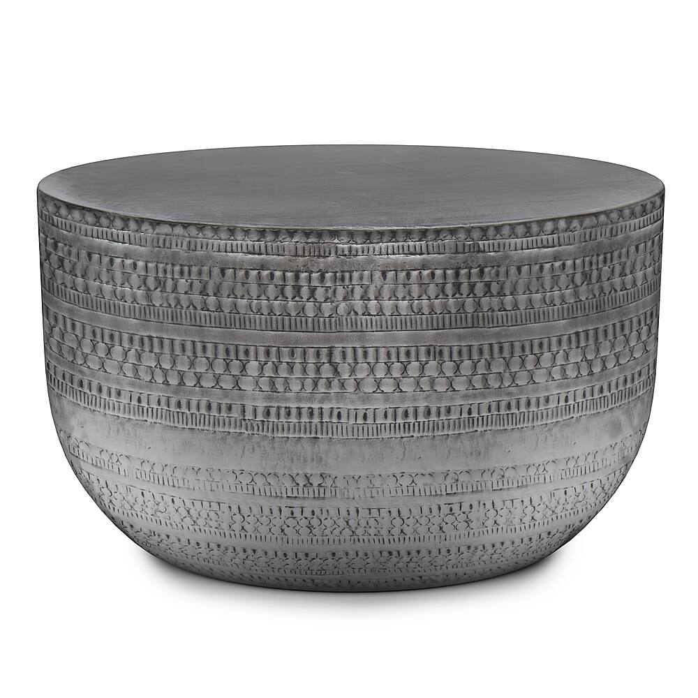 Angle. Simpli Home - Johnsen Metal Coffee Table - Antique Silver.