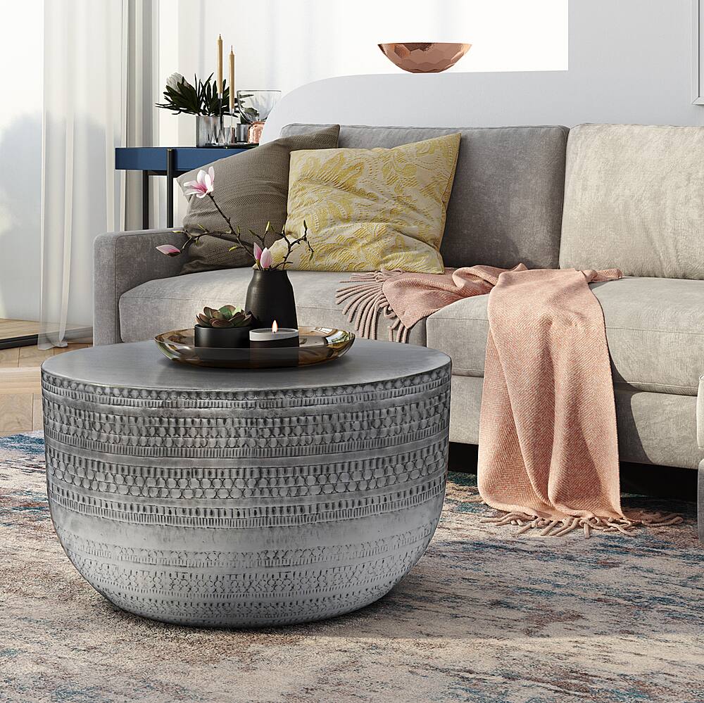 Alt View 11. Simpli Home - Johnsen Metal Coffee Table - Antique Silver.