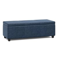 Simpli Home - Avalon Storage Ottoman Bench - Denim Blue - Front_Zoom