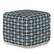 Angle. Simpli Home - Noreen Square Pouf - Dark Blue and White.