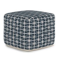 Simpli Home - Noreen Square Pouf - Dark Blue and White - Front_Zoom