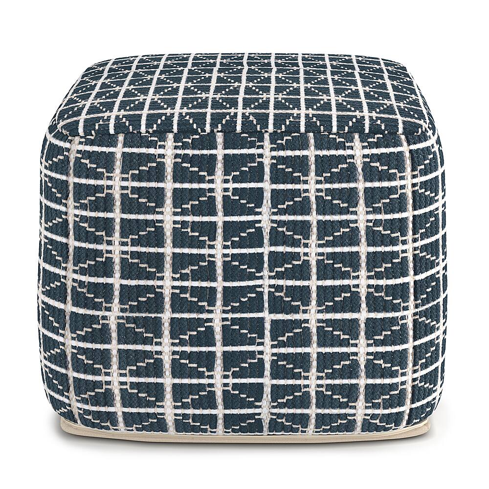 Alt View 13. Simpli Home - Noreen Square Pouf - Dark Blue and White.