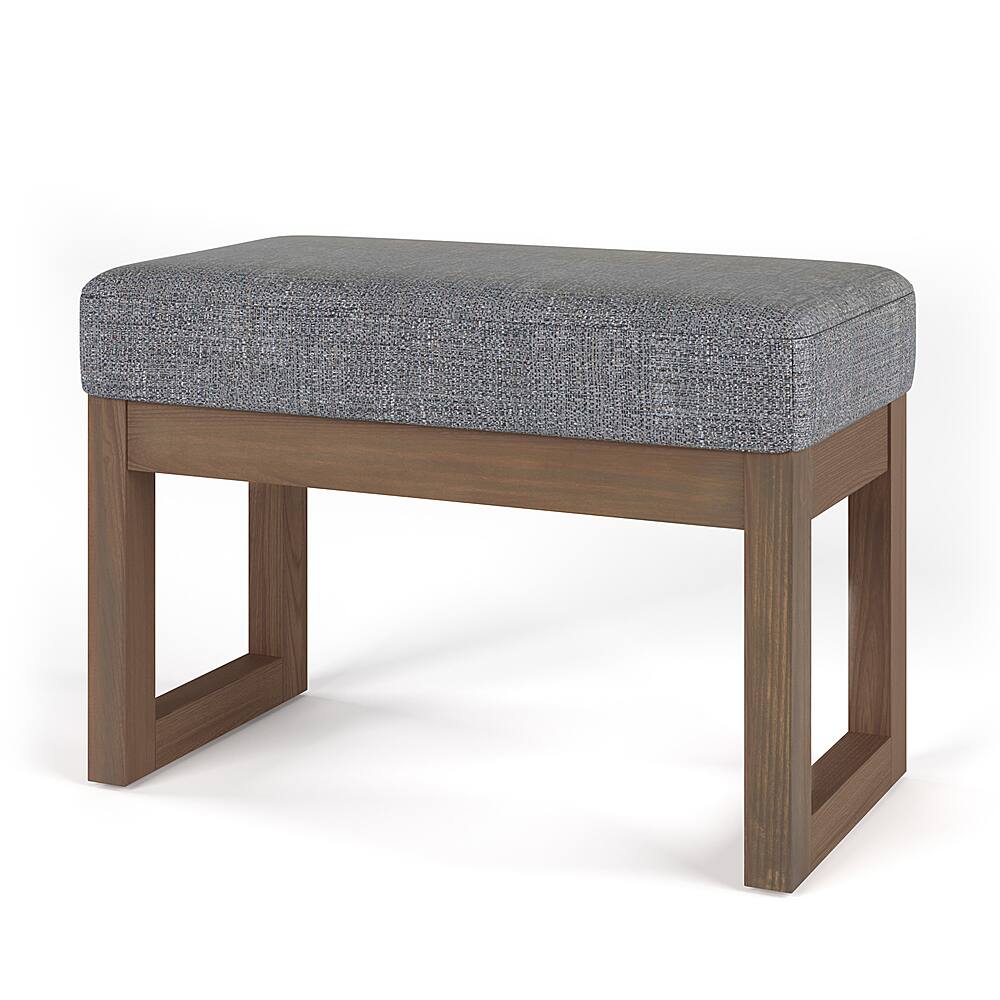 Angle. Simpli Home - Milltown Footstool Small Ottoman Bench - Pebble Grey.