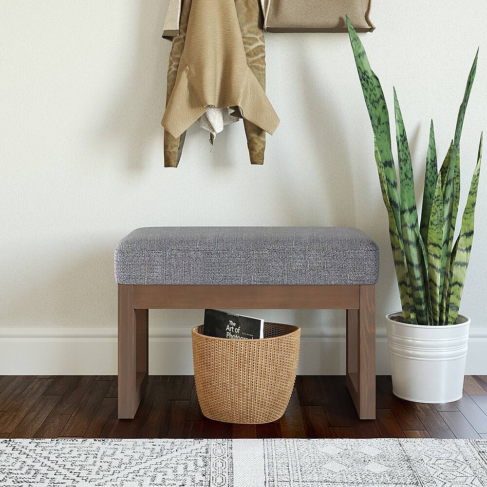 Alt View 11. Simpli Home - Milltown Footstool Small Ottoman Bench - Pebble Grey.