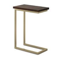 Simpli Home - Skyler SOLID MANGO WOOD and Metal 18 inch Wide Rectangle Industrial C Side Table in, Fully Assembled - Dark Brown and Gold - Front_Zoom