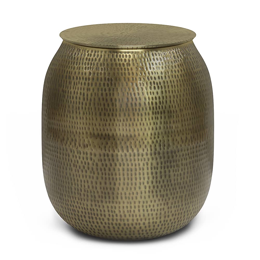 Simpli Home - Griffen Metal Storage Accent Table - Antique Gold - Front_Zoom