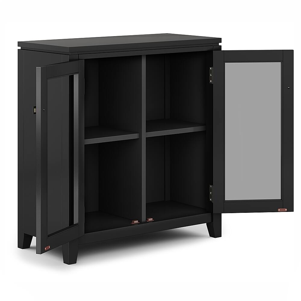 Left View: Simpli Home - Cosmopolitan Low Storage Cabinet - Black