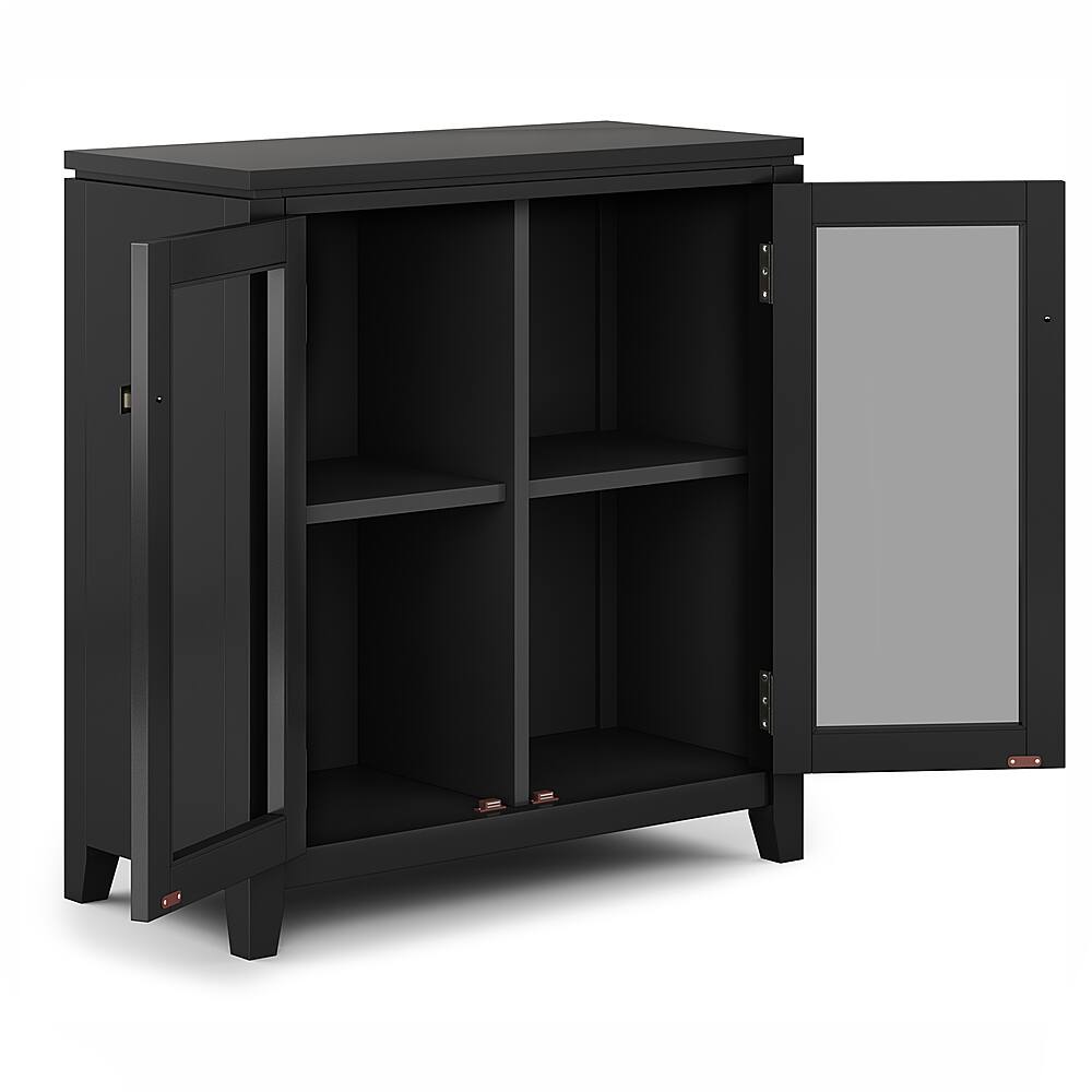 Left. Simpli Home - Cosmopolitan Low Storage Cabinet - Black.