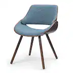 Front. Simpli Home - Malden Mid Century Modern Bentwood Dining Chair with Wood Back in Denim Blue Woven Fabric - Denim Blue.
