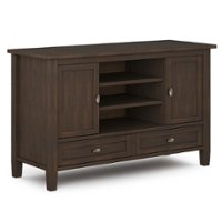 Simpli Home - Warm Shaker Solid Wood 47 inch Wide Transitional TV Media Stand For TVs up to 50 inches - Farmhouse Brown - Front_Zoom