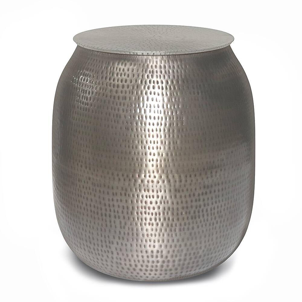 Angle. Simpli Home - Griffen Metal Storage Accent Table - Antique Silver.
