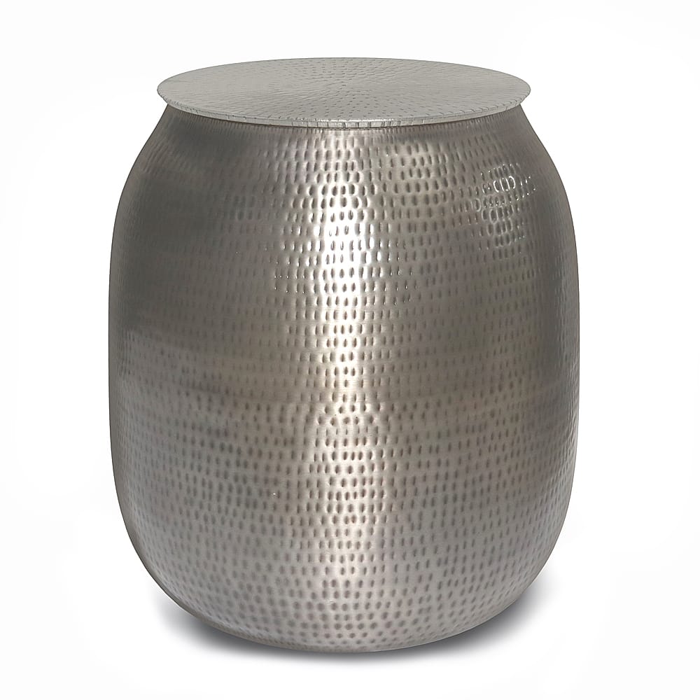 Simpli Home - Griffen Metal Storage Accent Table - Antique Silver - Front_Zoom