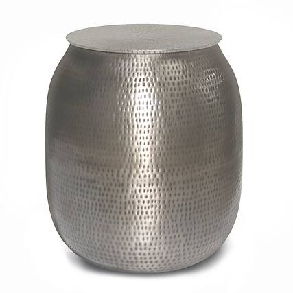 Simpli Home - Griffen Metal Storage Accent Table - Antique Silver