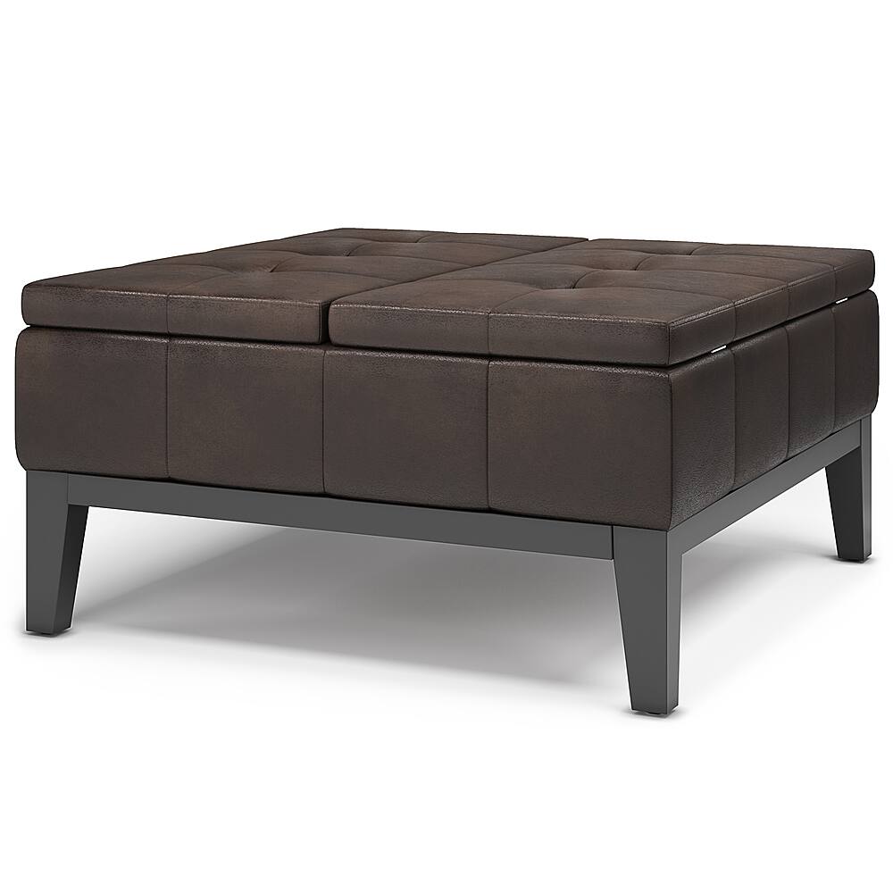 Angle View: Simpli Home - Dover Square Coffee Table Storage Ottoman - Distressed Brown