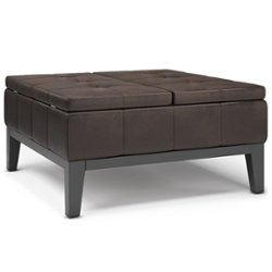 Simpli Home - Dover Square Coffee Table Storage Ottoman - Distressed Brown - Front_Zoom