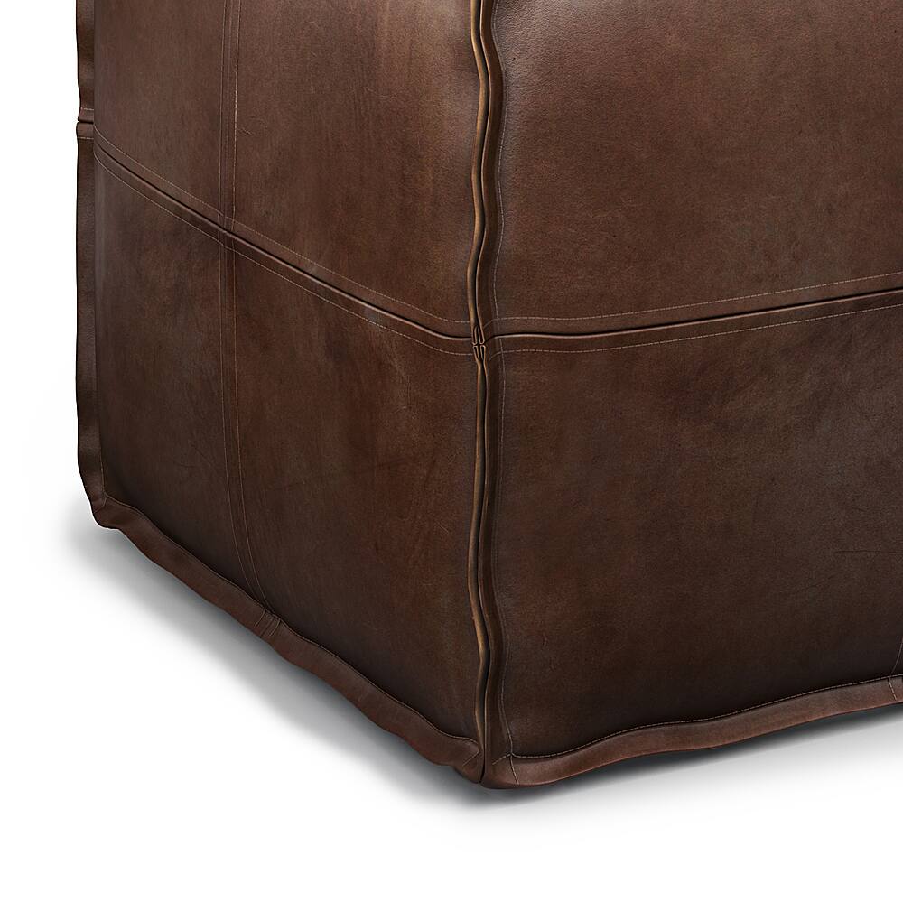 Alt View 14. Simpli Home - Brody Square Pouf - Distressed Dark Brown.