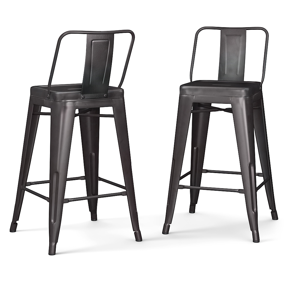 Best Buy Simpli Home Rayne Industrial Metal 24 Inch Counter Height Stool Set Of 2 In Gunmetal 8316