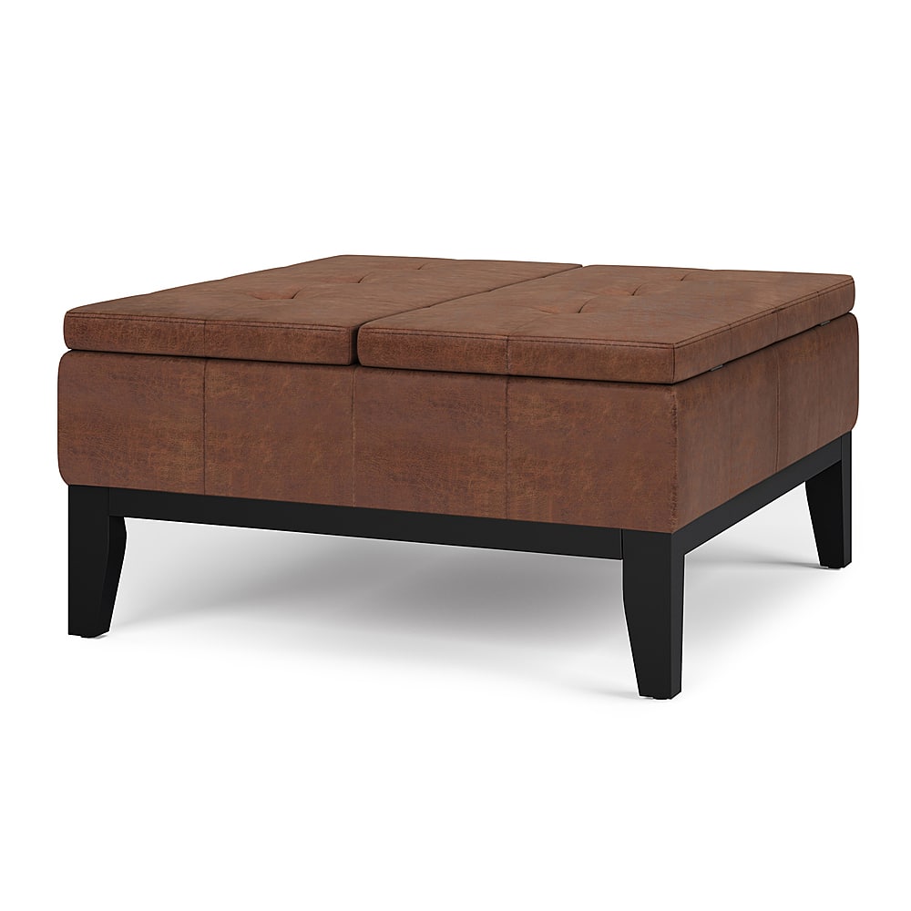 Angle View: Simpli Home - Dover Square Coffee Table Storage Ottoman - Distressed Saddle Brown