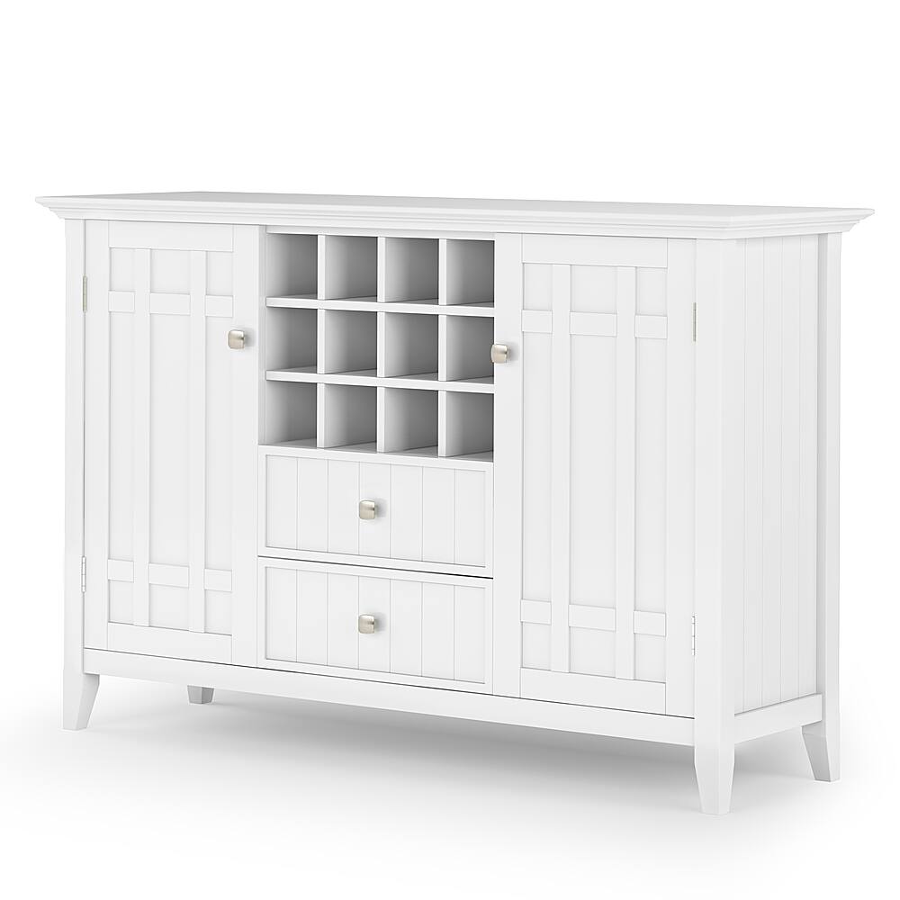 Angle. Simpli Home - Bedford Sideboard Buffet and Wine Rack - White.