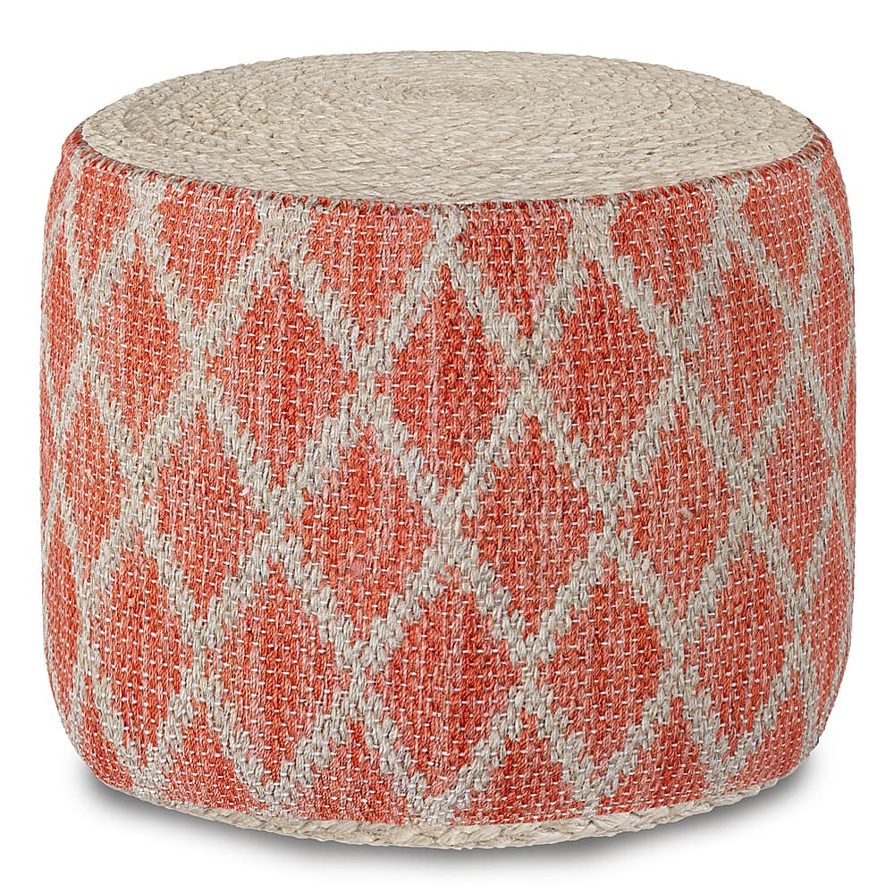 Angle View: Simpli Home - Edgeley Round Pouf - Coral and Natural