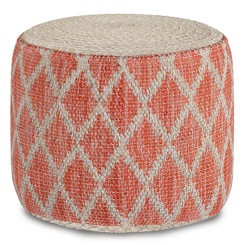 Simpli Home - Edgeley Round Pouf - Coral and Natural