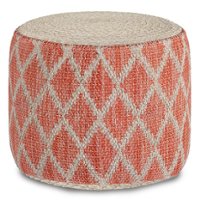 Simpli Home - Edgeley Round Pouf - Coral and Natural - Front_Zoom