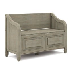 Simpli Home - Connaught Entryway Storage Bench - Distressed Grey - Front_Zoom