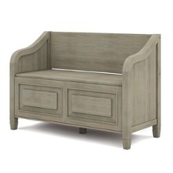 Simpli Home - Connaught Solid Wood 42 inch Wide Transitional Entryway Storage Bench - Distressed Grey - Front_Zoom