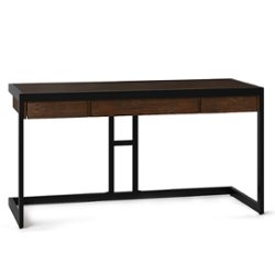 Simpli Home - Erina SOLID ACACIA WOOD Modern Industrial 60 inch Wide Writing Office Desk in - Farmhouse Brown - Front_Zoom