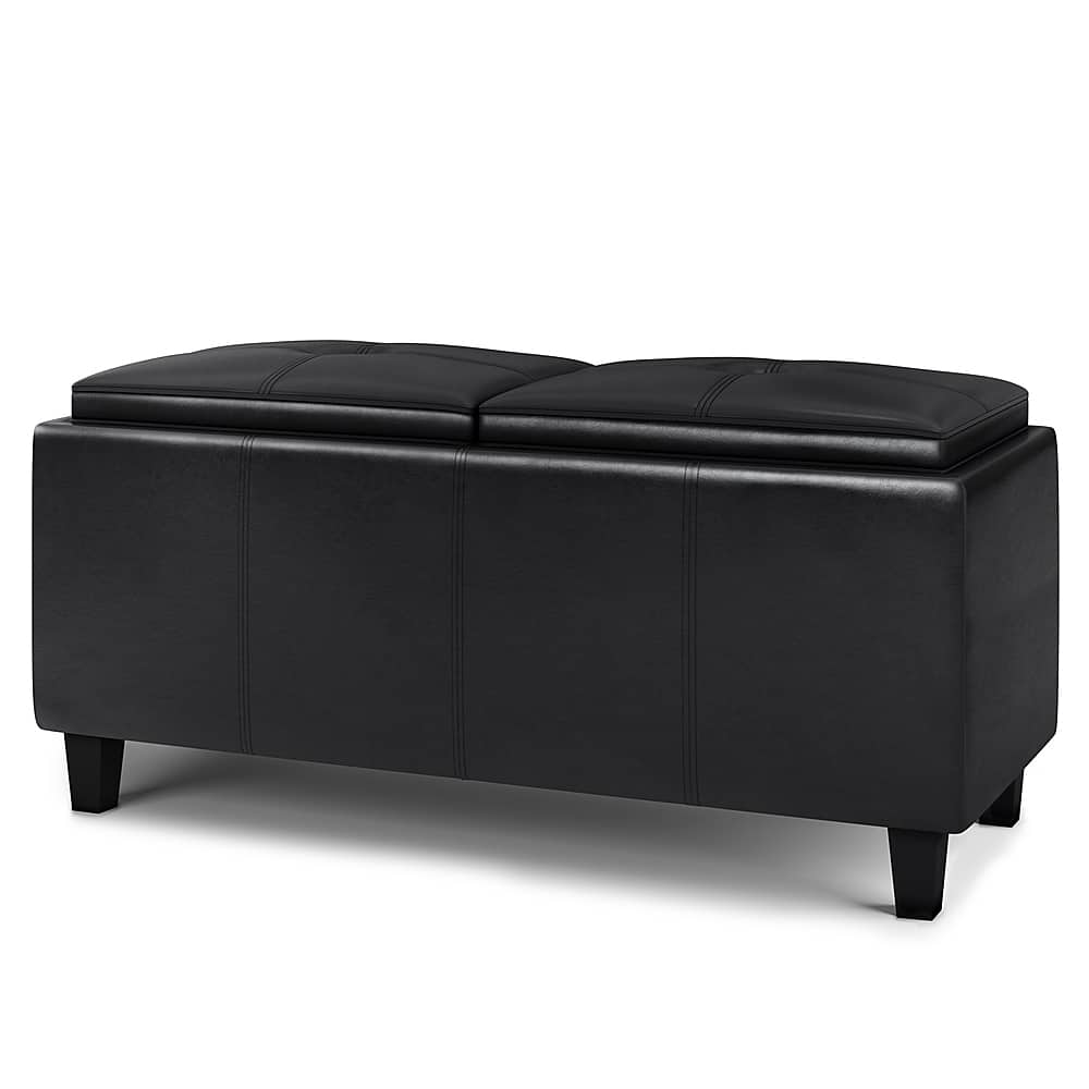 Angle View: Simpli Home - Avalon 2 Tray Storage Ottoman - Midnight Black