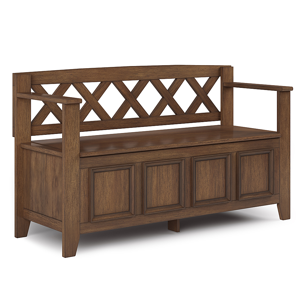 Angle View: Simpli Home - Amherst Solid Wood 48 inch Wide Transitional Entryway Storage Bench - Rustic Natural Aged Brown