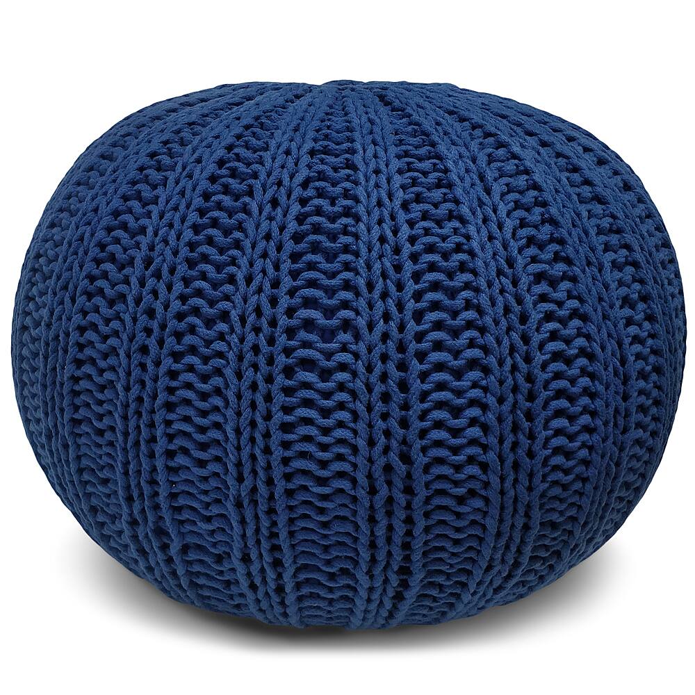 Angle View: Simpli Home - Shelby Hand Knit Round Pouf - Blue