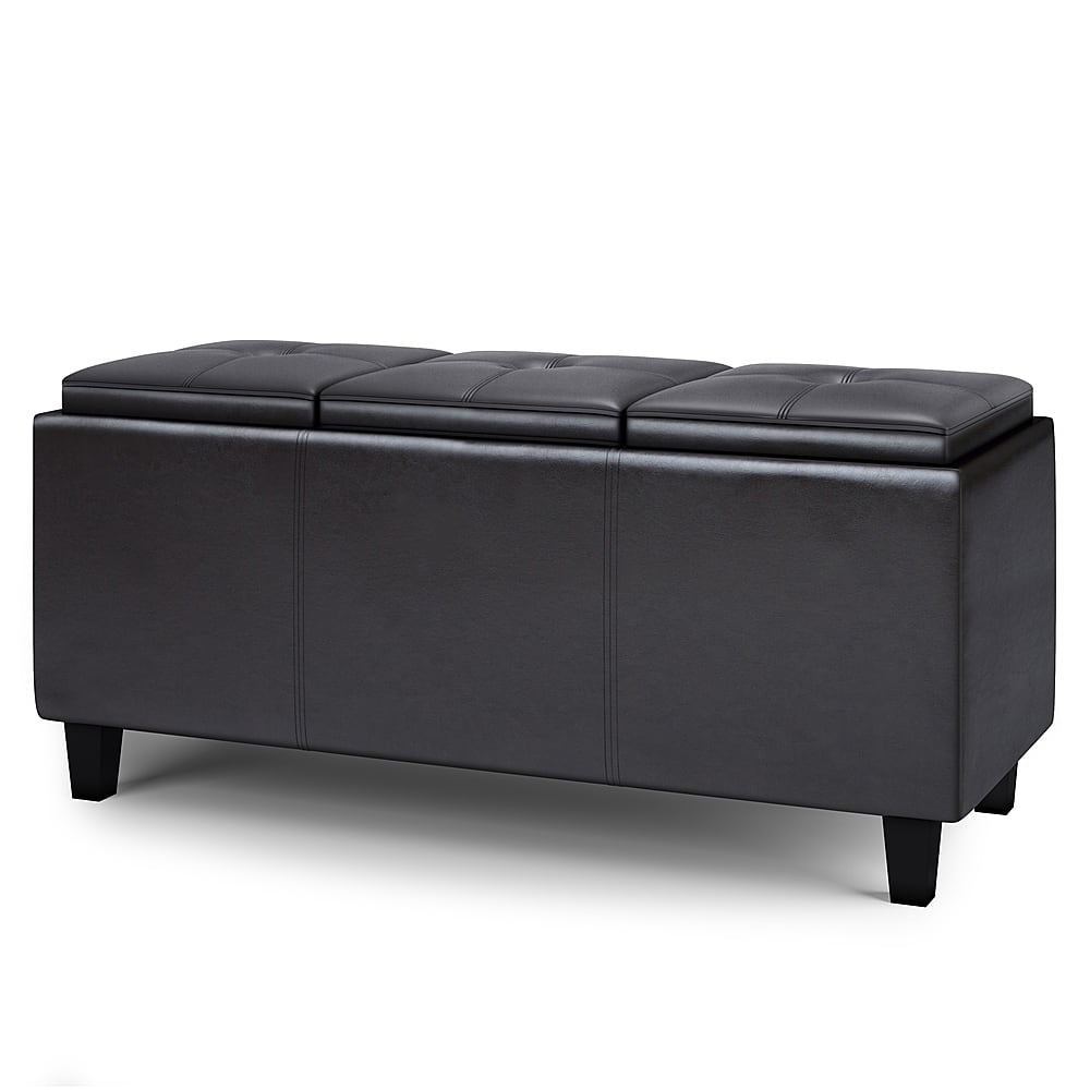 Angle View: Simpli Home - Avalon Tray Storage Ottoman with Lift Up Lids - Tanners Brown