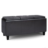 Simpli Home - Avalon Tray Storage Ottoman with Lift Up Lids - Tanners Brown - Front_Zoom