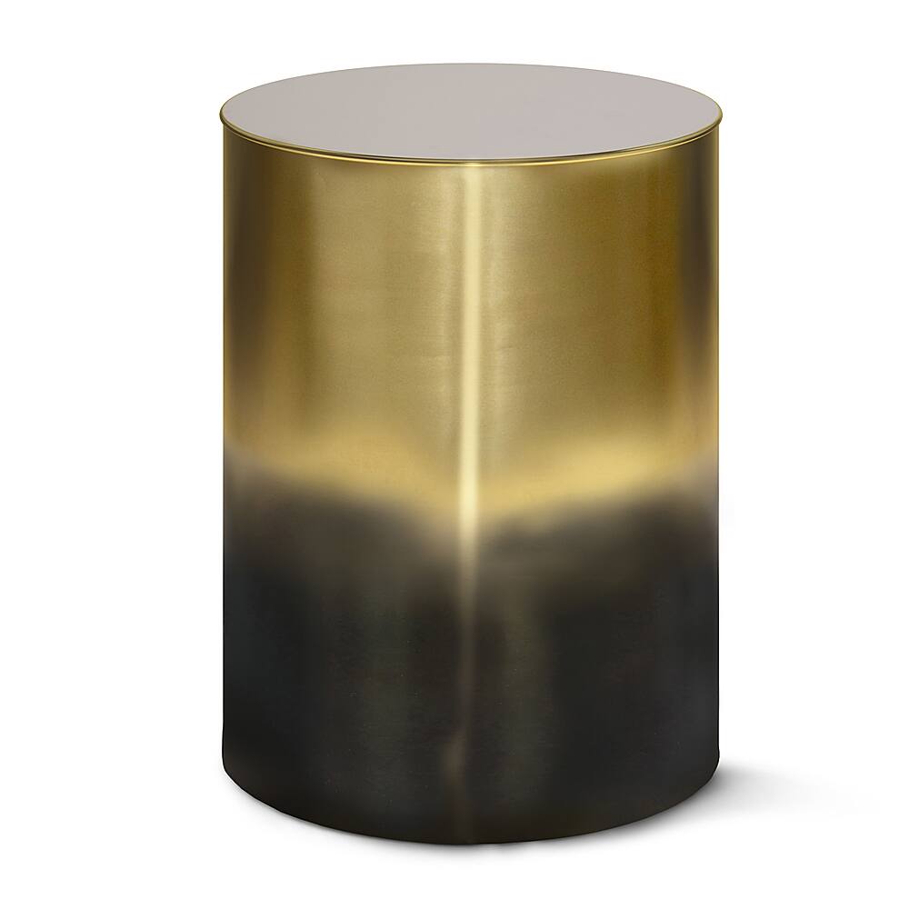 Angle. Simpli Home - Curtis Metal Cylinder Accent Table - Ombre Black/ Gold.