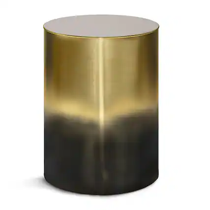 Front. Simpli Home - Curtis Metal Cylinder Accent Table - Ombre Black/ Gold.