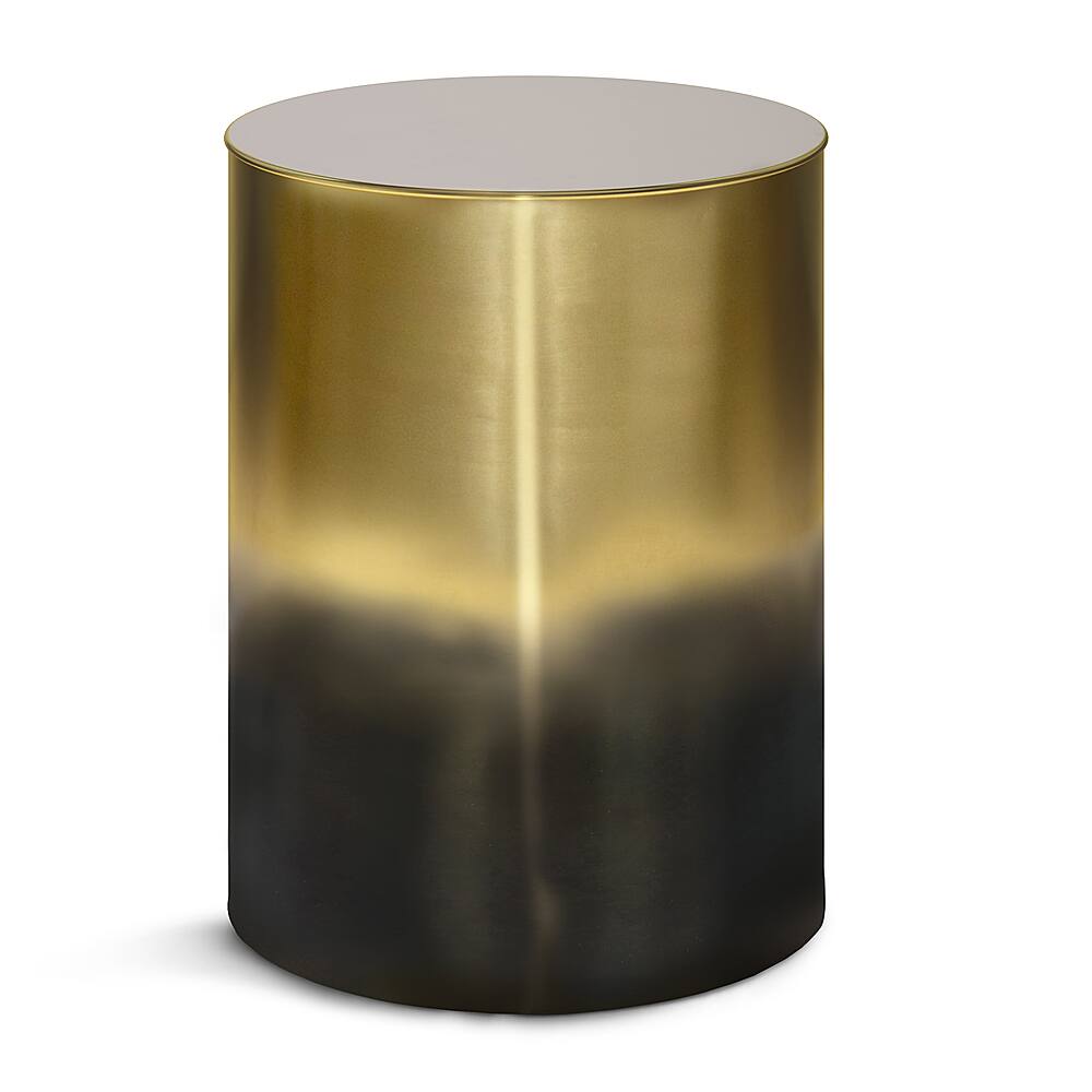 Front. Simpli Home - Curtis Metal Cylinder Accent Table - Ombre Black/ Gold.