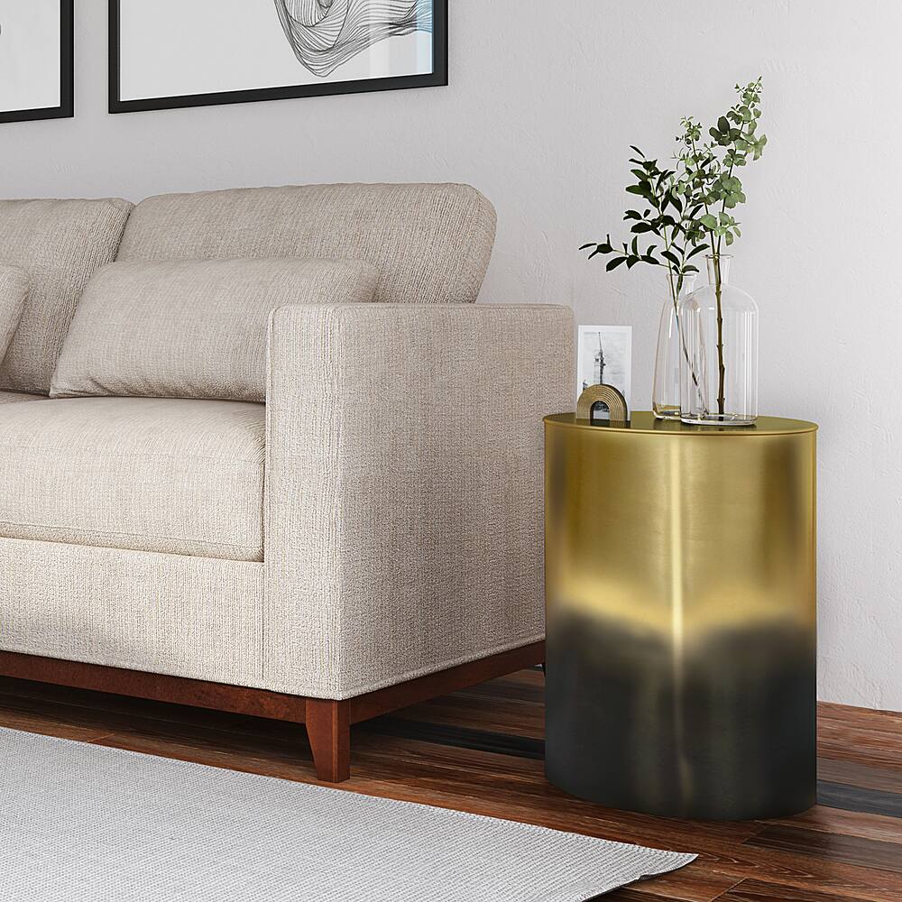 Alt View 11. Simpli Home - Curtis Metal Cylinder Accent Table - Ombre Black/ Gold.