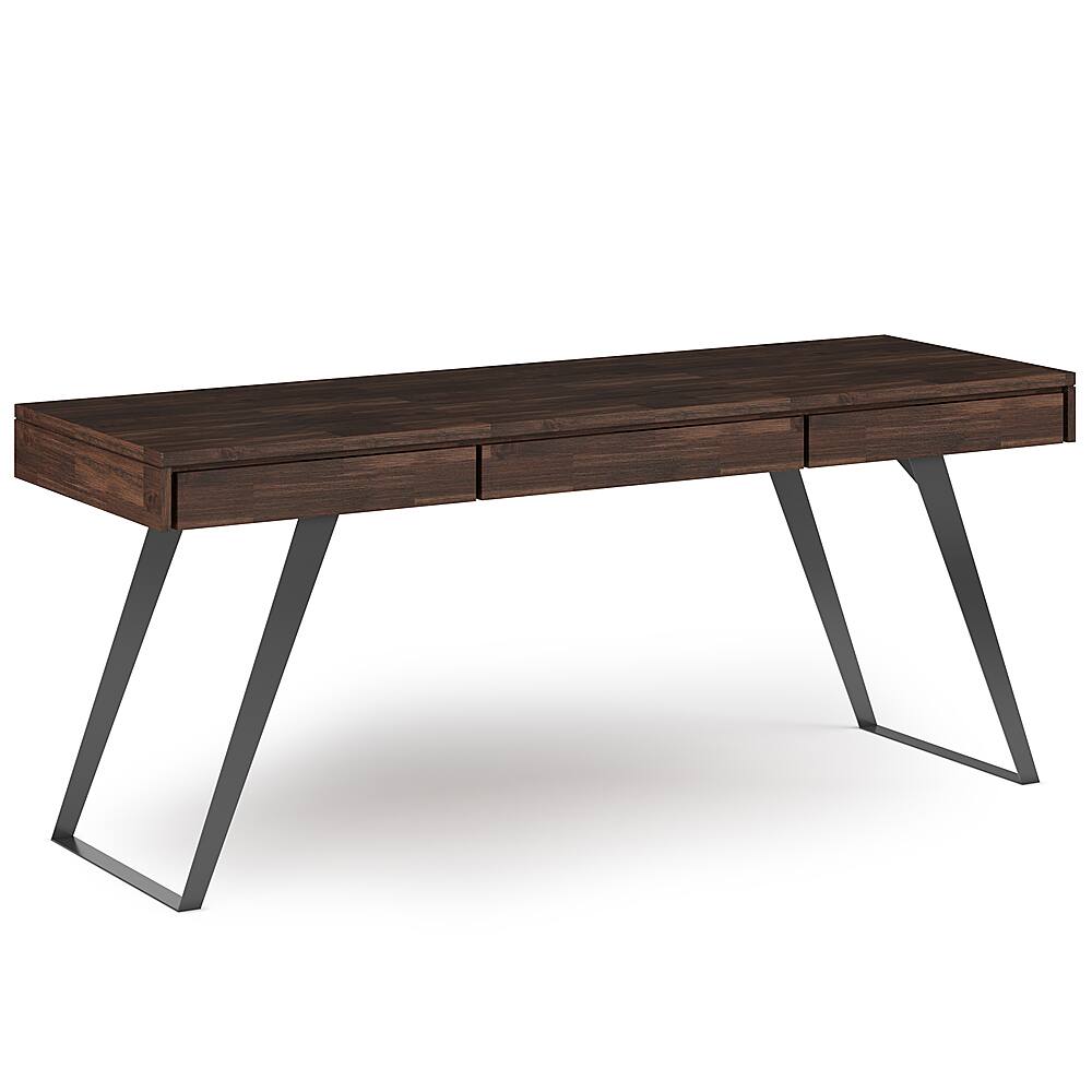 Front. Simpli Home - Lowry Large Desk - Distressed Charcoal Brown.