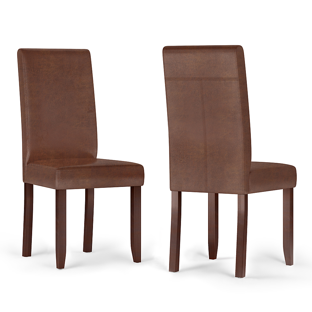 Angle View: Simpli Home - Acadian Parson Dining Chair (Set of 2) - Distressed Saddle Brown