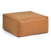 Simpli Home - Brody Large Square Coffee Table Pouf - Distressed Brown - Front_Zoom
