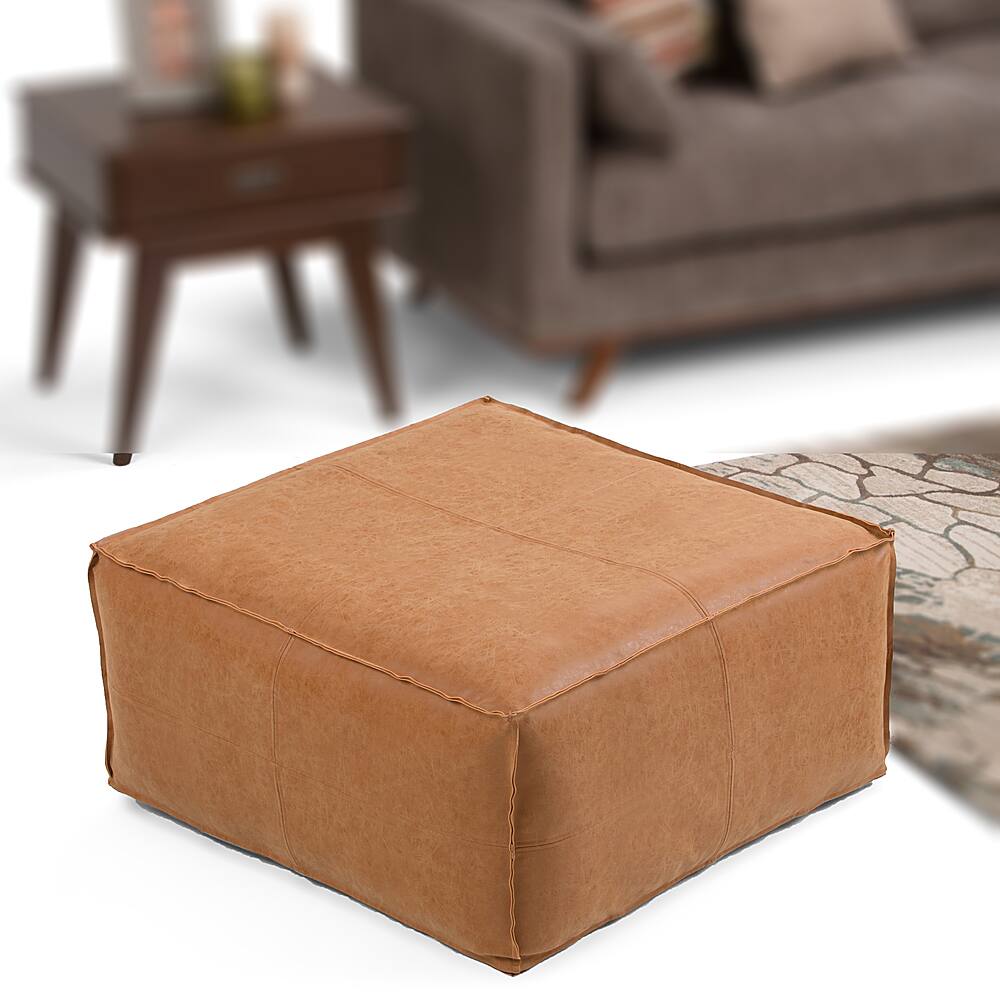 Alt View 11. Simpli Home - Brody Large Square Coffee Table Pouf - Distressed Brown.