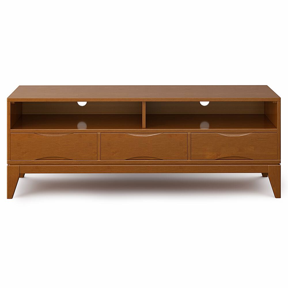 Left. Simpli Home - Harper TV Media Stand - Teak Brown.